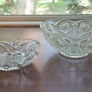 Vintage Anchor Hocking Crystal Serving Bowl & Can